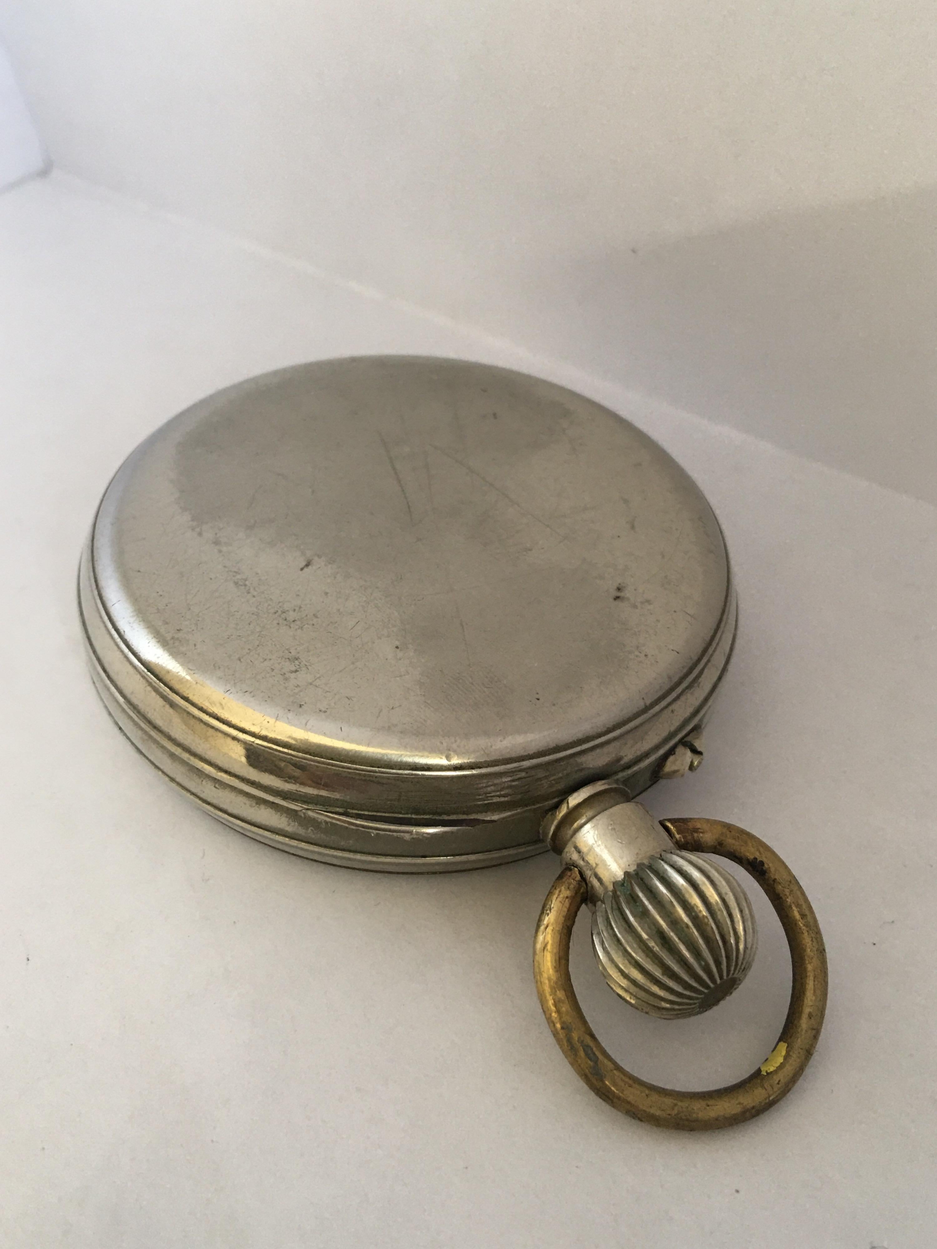 Antique Big /Goliath Steel Pocket Watch For Sale 7