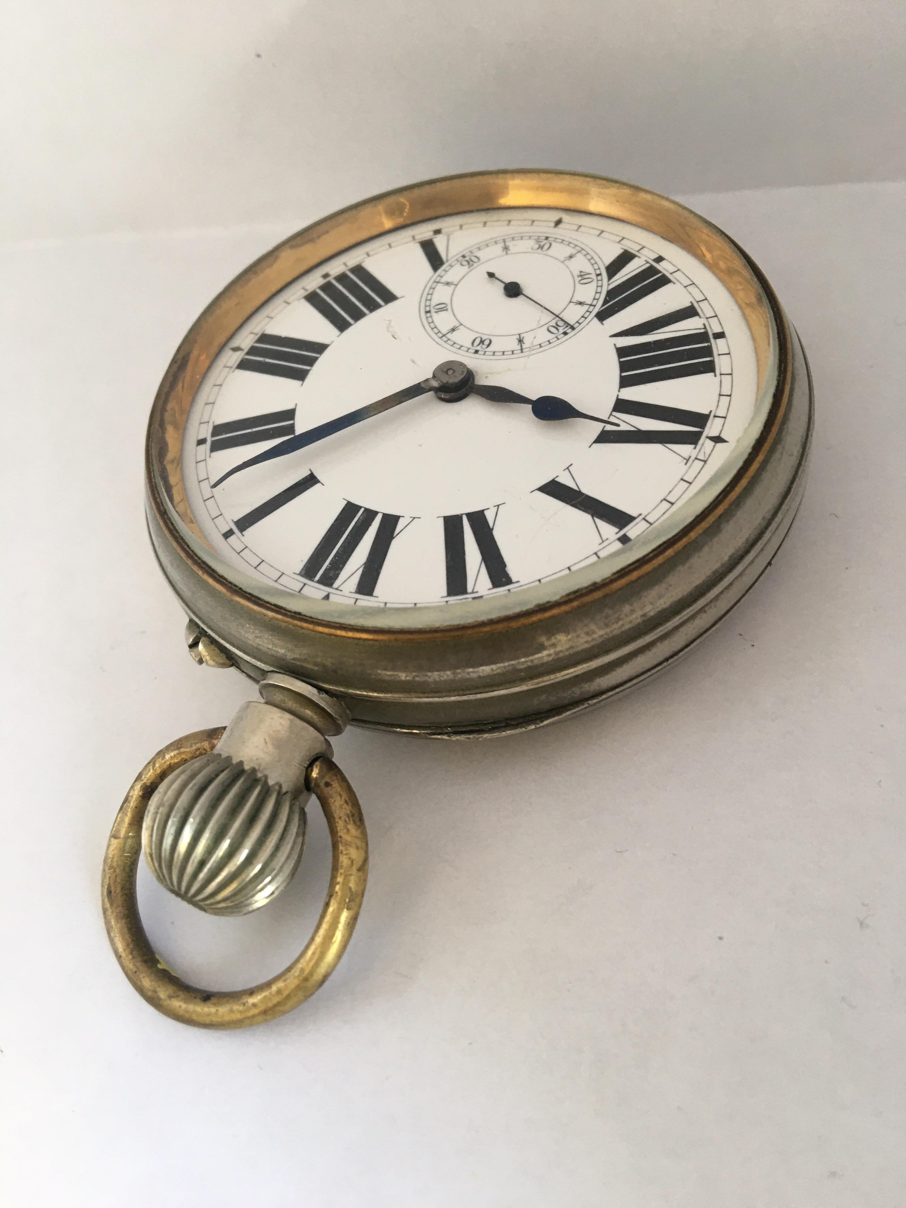 Antique Big /Goliath Steel Pocket Watch For Sale 8