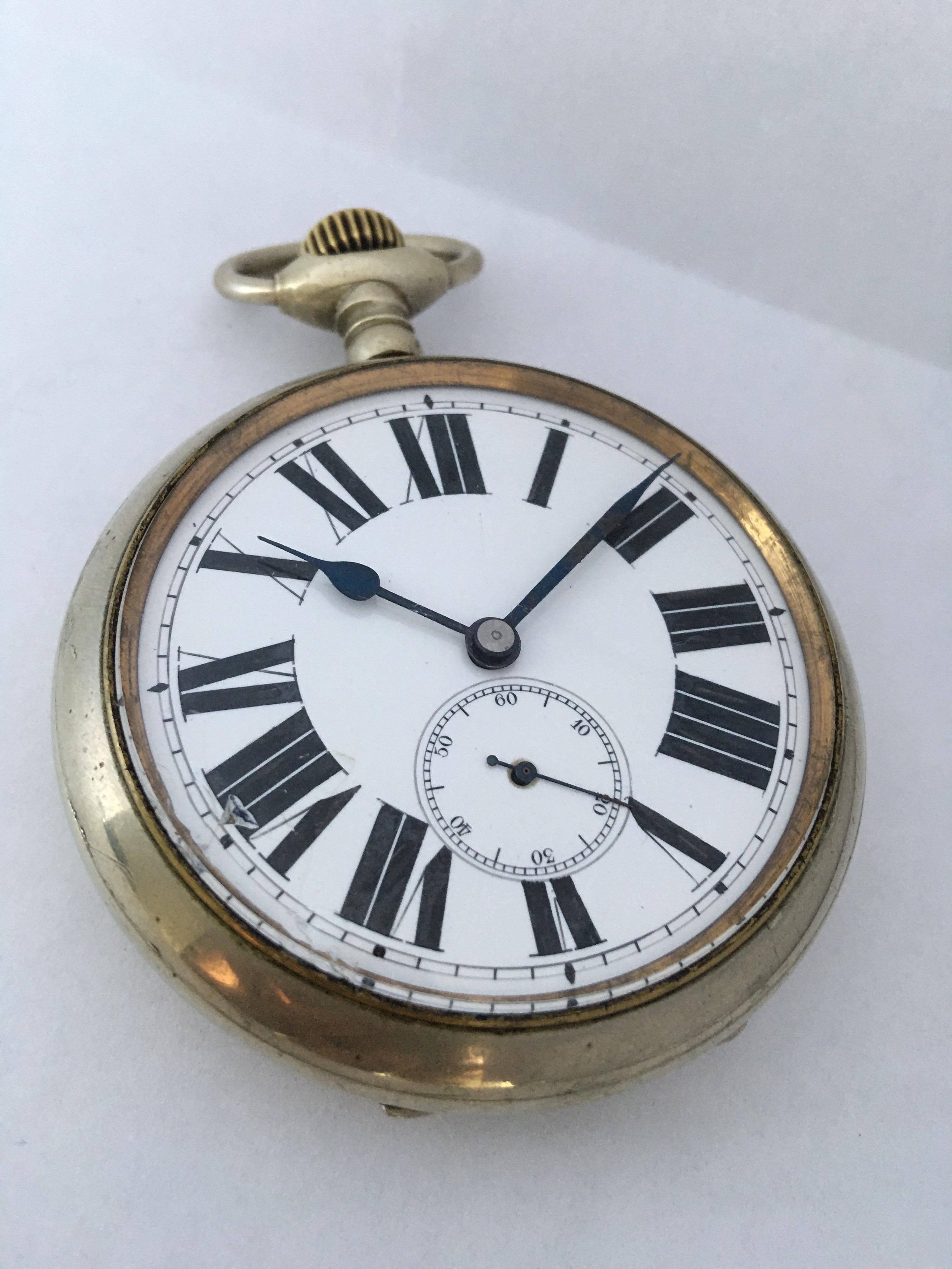 Antique Big/ Goliath Schwob Freres Hand Winding Pocket Watch 7