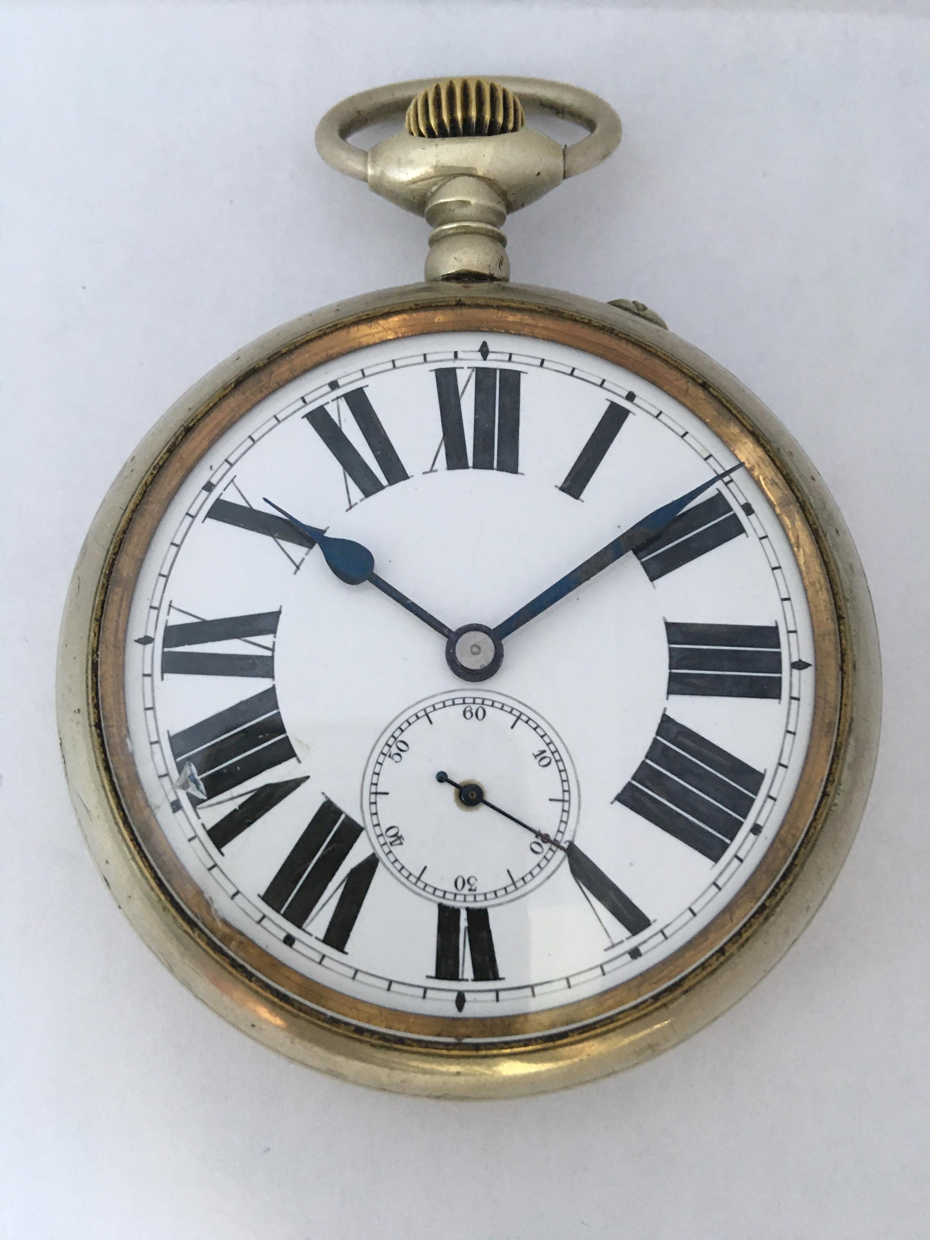 Antique Big/ Goliath Schwob Freres Hand Winding Pocket Watch 9