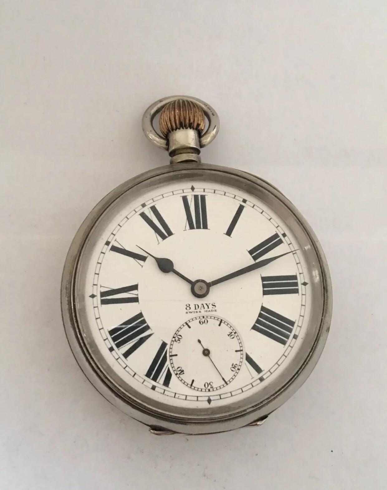 Antique Big / Golliath 8 Days Swiss Made Pocket Watch 5