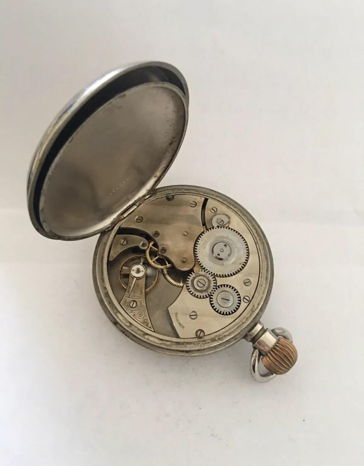 Antique Big / Golliath 8 Days Swiss Made Pocket Watch In Fair Condition In Carlisle, GB
