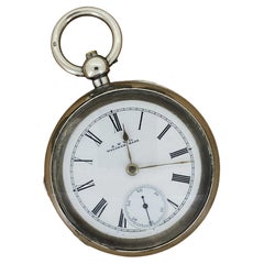 Antique Big OpenFace Silver Pocket Watch by Waltham American Watch Co (A.W.W.Co)