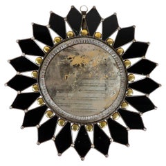 Grand miroir artisanal mexicain ancien Sunburst de grande taille
