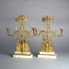 Antique Bigelow Chapel, Boston Gilt Bronze Two-Piece Girandole Set c1840