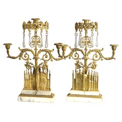 Antique Bigelow Chapel, Boston Gilt Bronze Two-Piece Girandole Set c1840