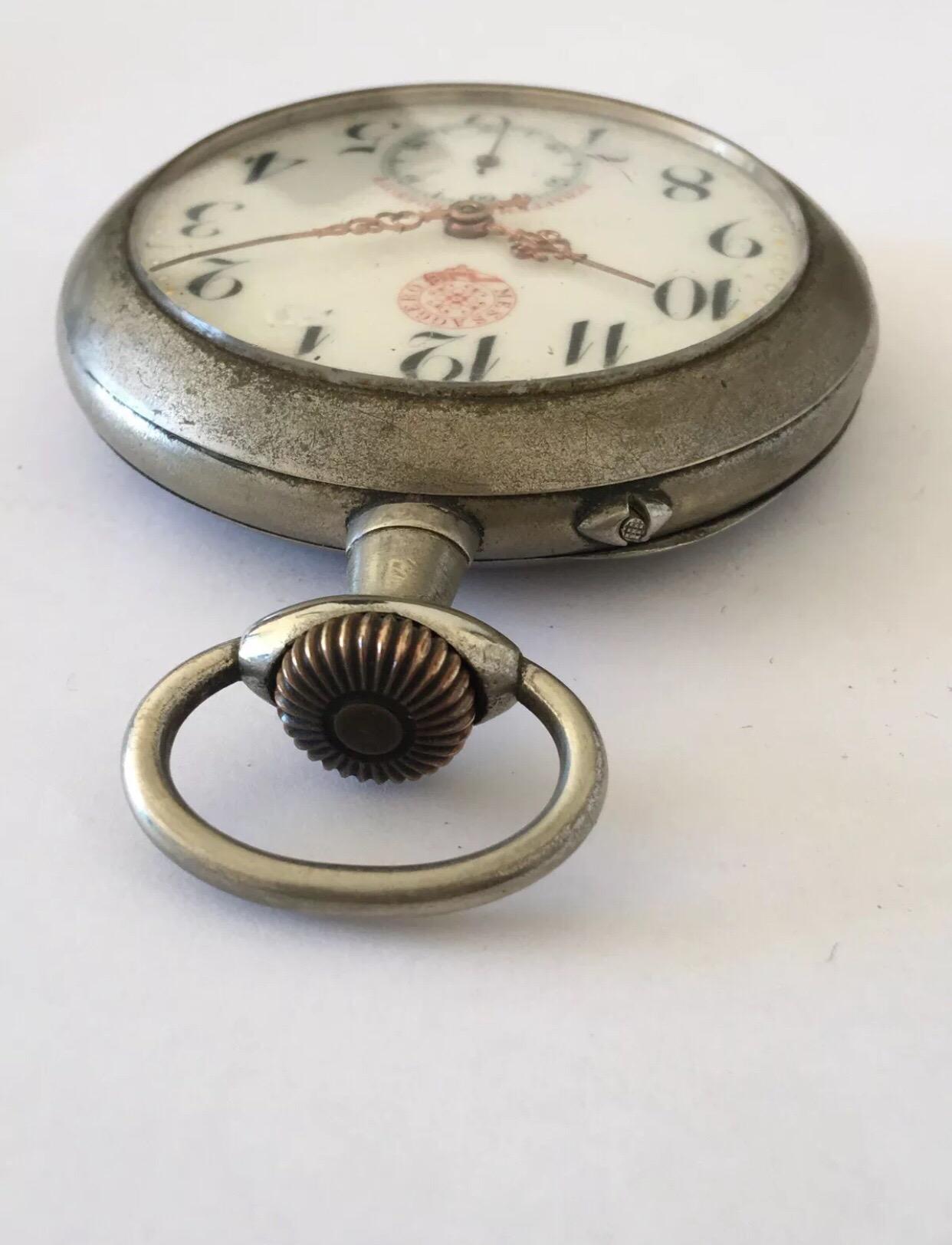Antique Bigger Size Pocket Watch Signed Messaggero For Sale 4