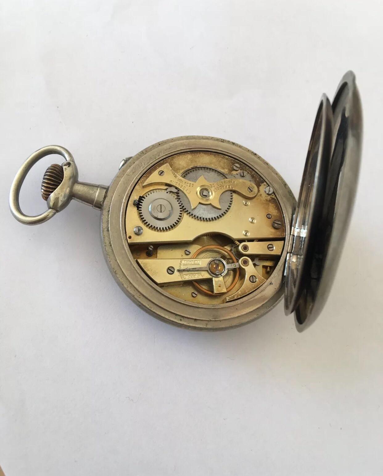 Antique Bigger Size Pocket Watch Signed Messaggero In Good Condition For Sale In Carlisle, GB