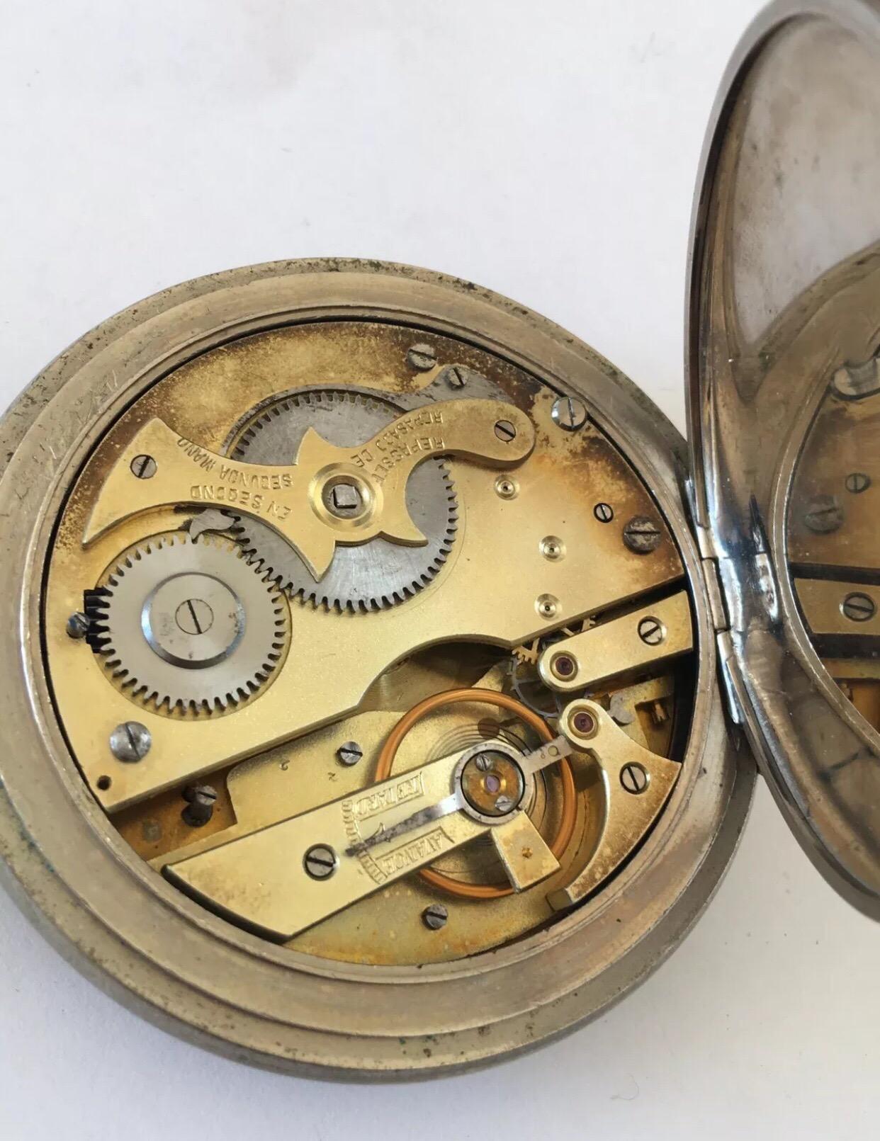 Women's or Men's Antique Bigger Size Pocket Watch Signed Messaggero For Sale