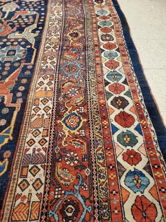 Antique Bijar Carpet Oriental Carpet, Handmade, Navy, Red, Light Blue and Green