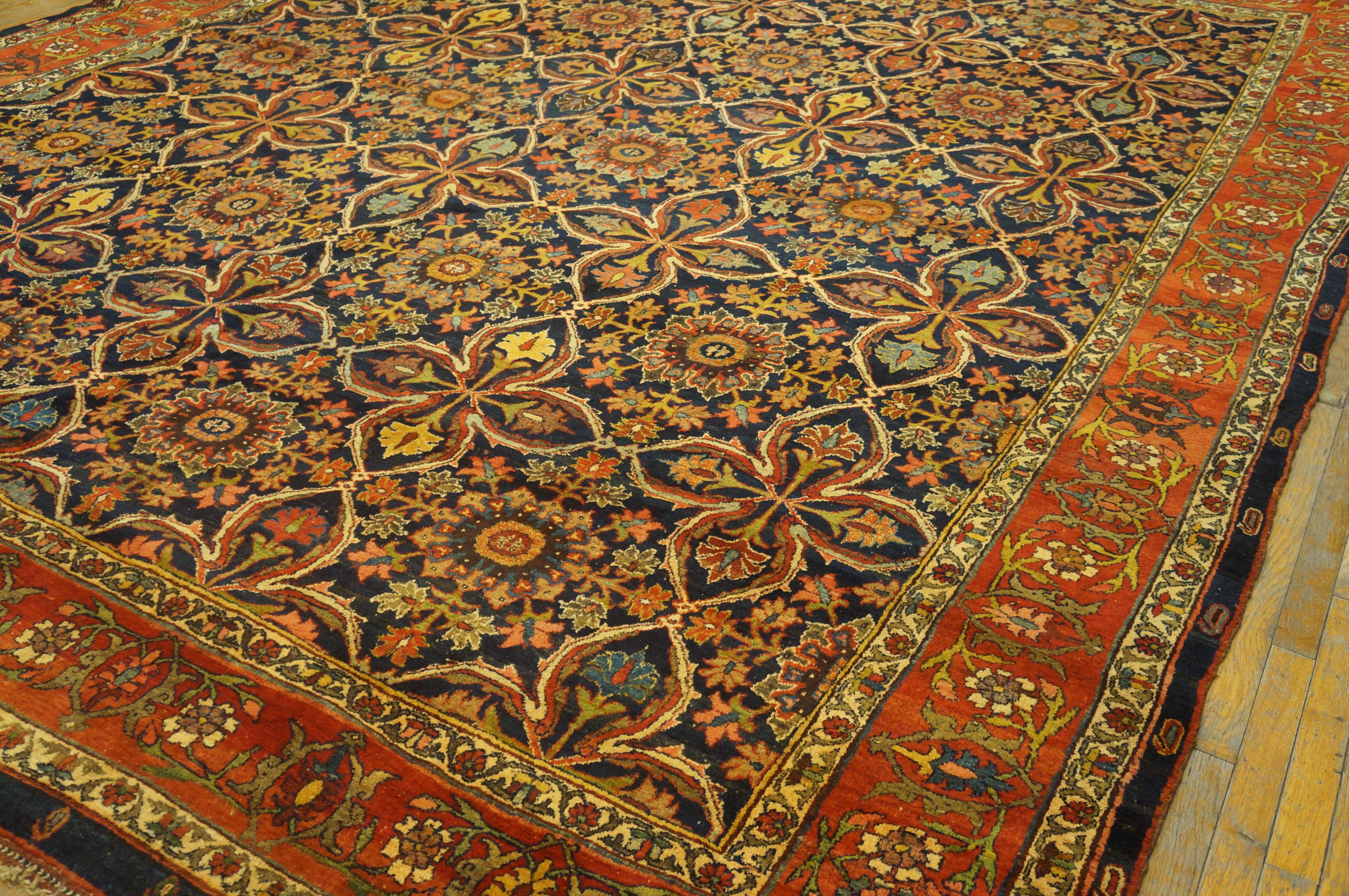Hand-Knotted 19th Century W. Persian Bijar Carpet ( 12' x 14'2