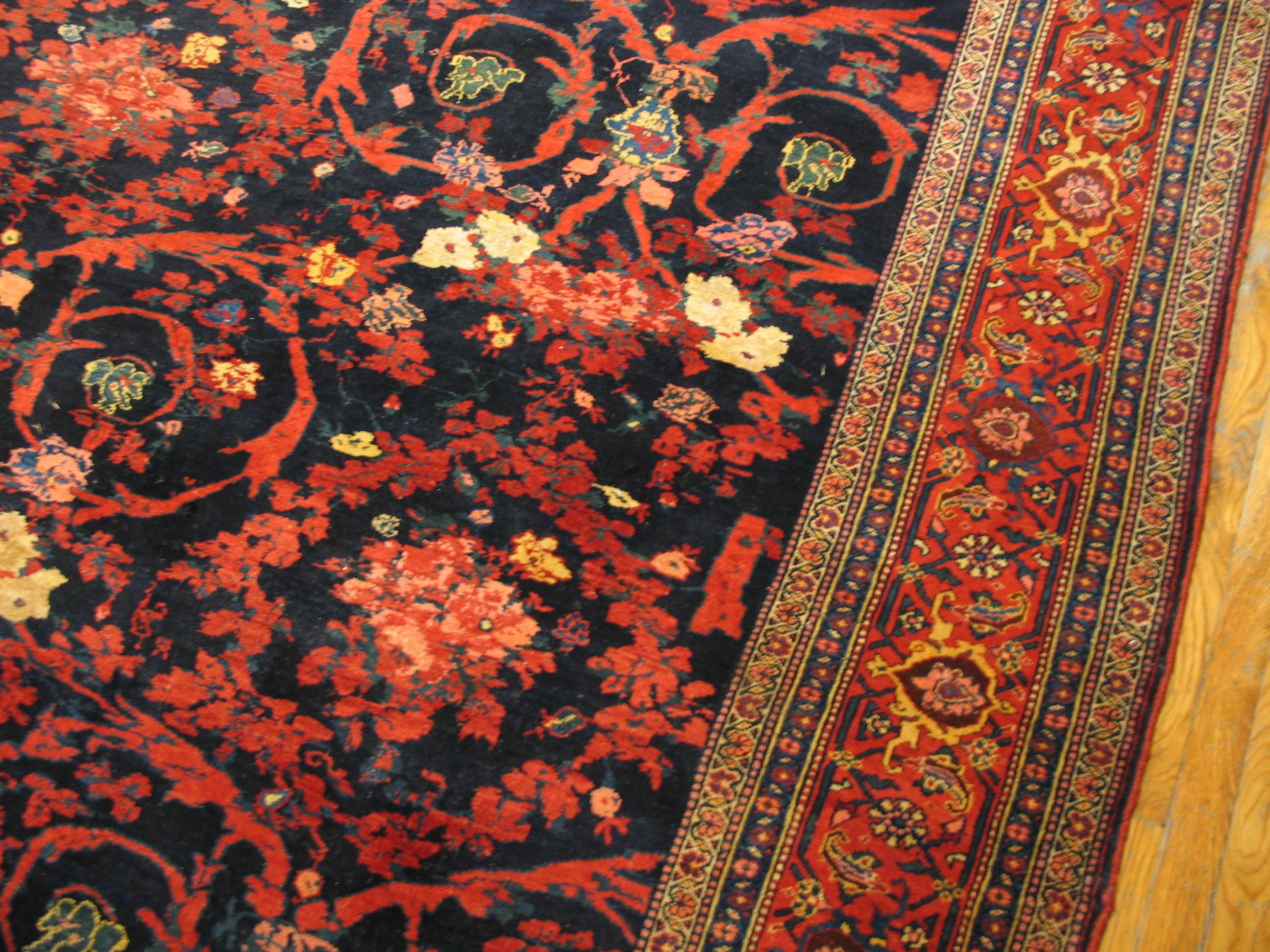 Late 19th Century 1880s Persian Bijar Carpet With Mostofi Design ( 9'3