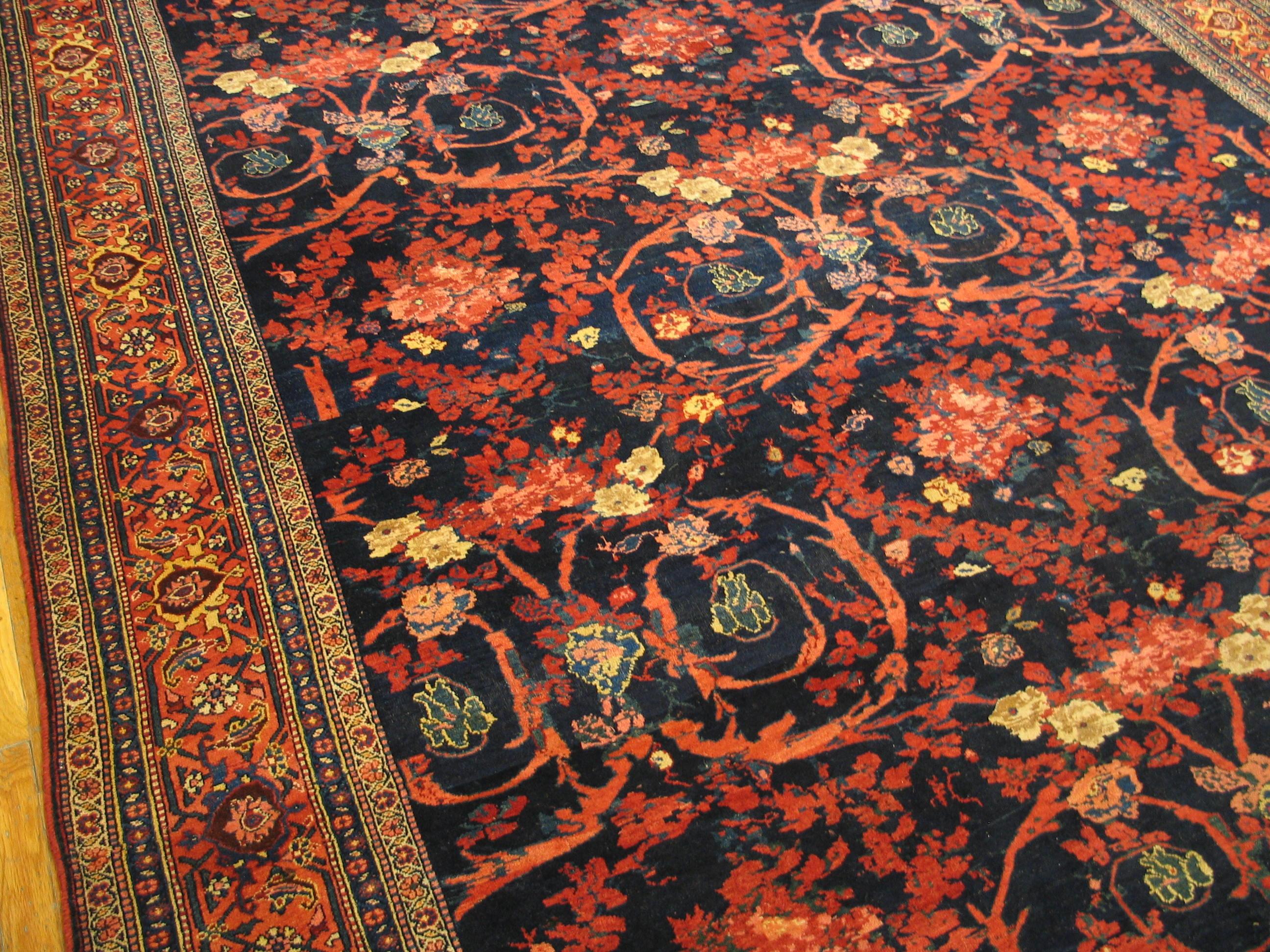 Wool 1880s Persian Bijar Carpet With Mostofi Design ( 9'3