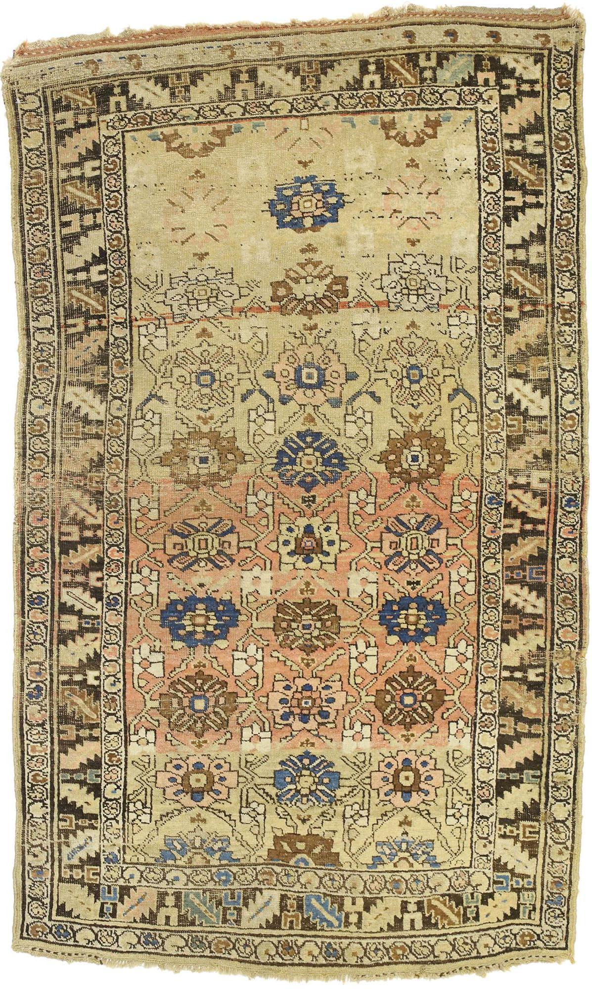 Noué à la main Tapis persan Bijar ancien de style traditionnel moderne en vente