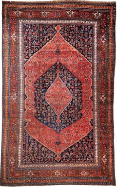 Antique Bijar Rug, Hand-Knotted Wool, Geometric Design, 11' x 18'