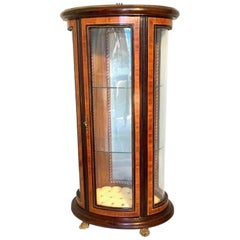 Antique Bijouterie Pedestal Display Cabinet Vitrine of Oval Shape