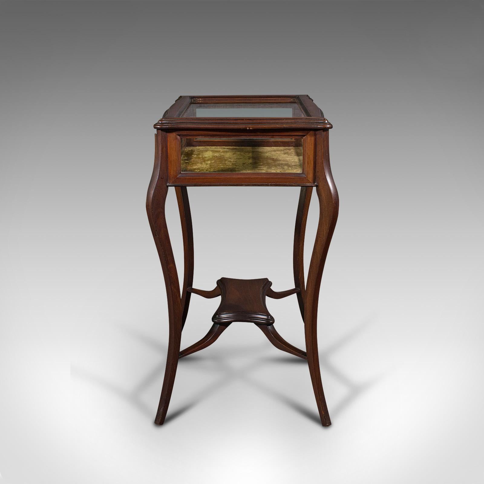 British Antique Bijouterie Table, English, Display Case, Showcase, Stand, Edwardian