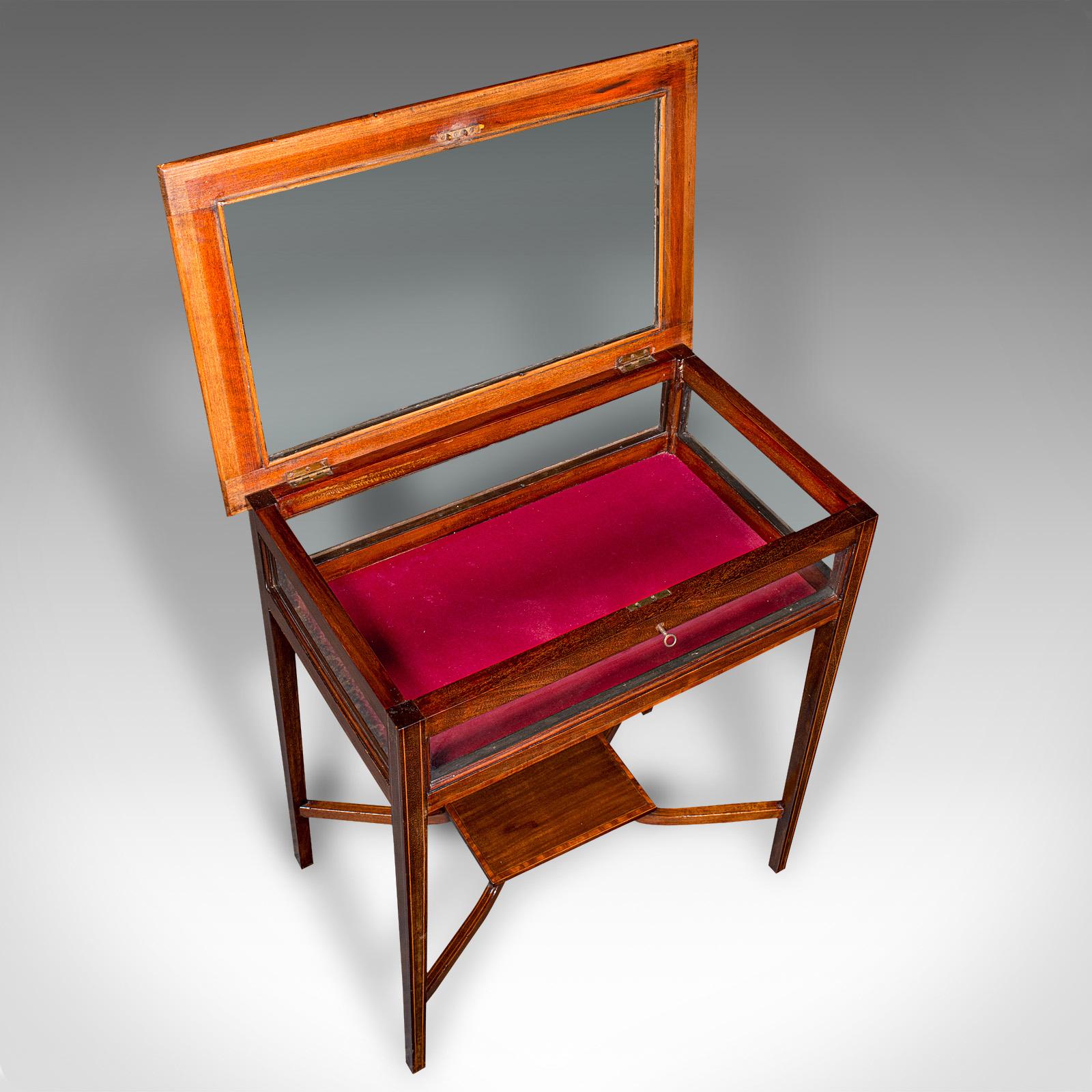 Antique Bijouterie Table, English, Walnut, Display Cabinet on Stand, Edwardian 2
