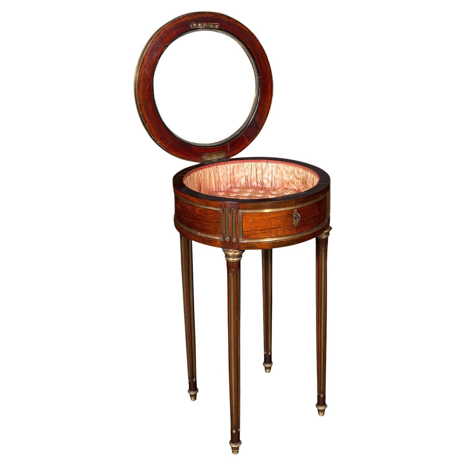 Antique Bijouterie Table, French Kingwood, Brass Glazed Vitrine, Victorian, 1870 For Sale