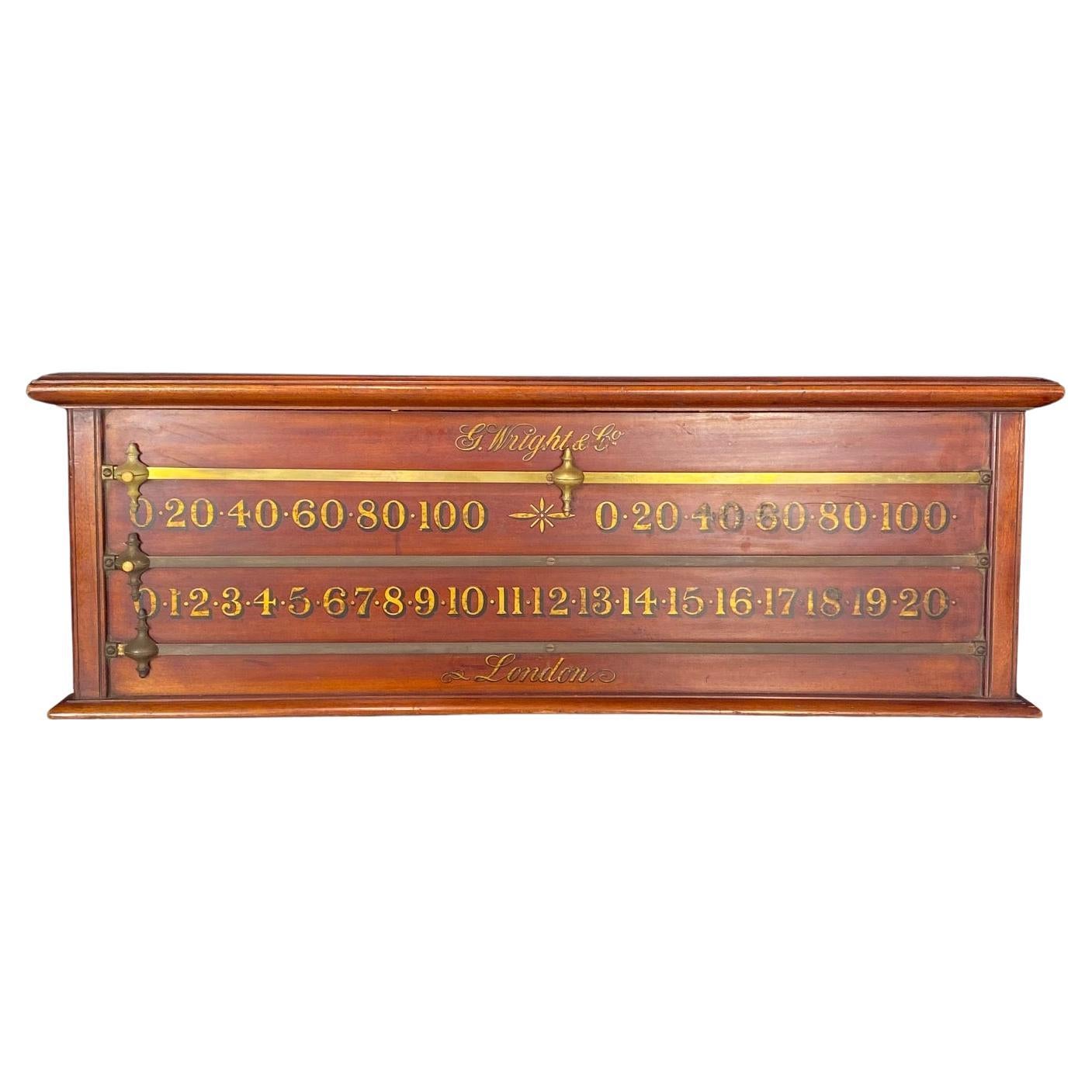 Billards Snooker Score Board par G. Wright & Co London