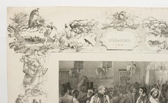 Antique Billiard Etching, Snooker, Pool Print, Débauche, Jules David