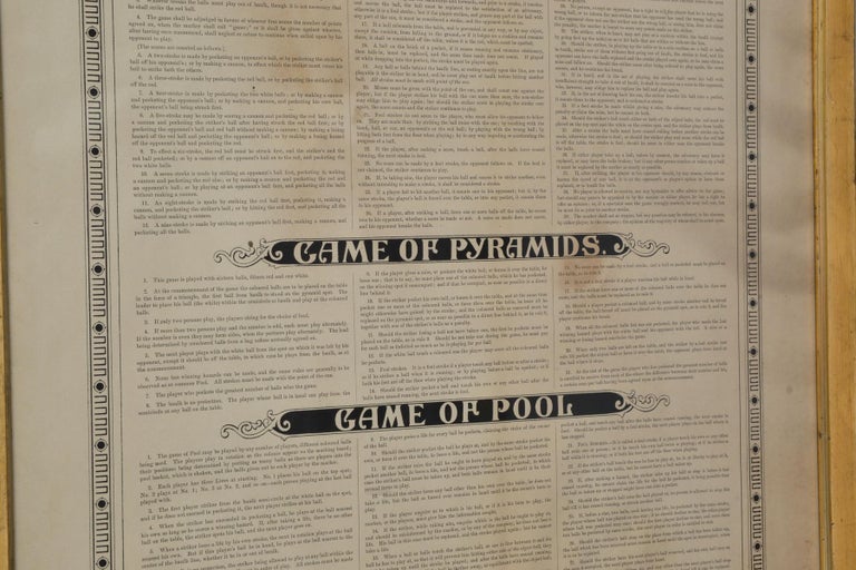 Antique Billiard Rules Pool Rules Pyramid Rules Victorian Framed Rules