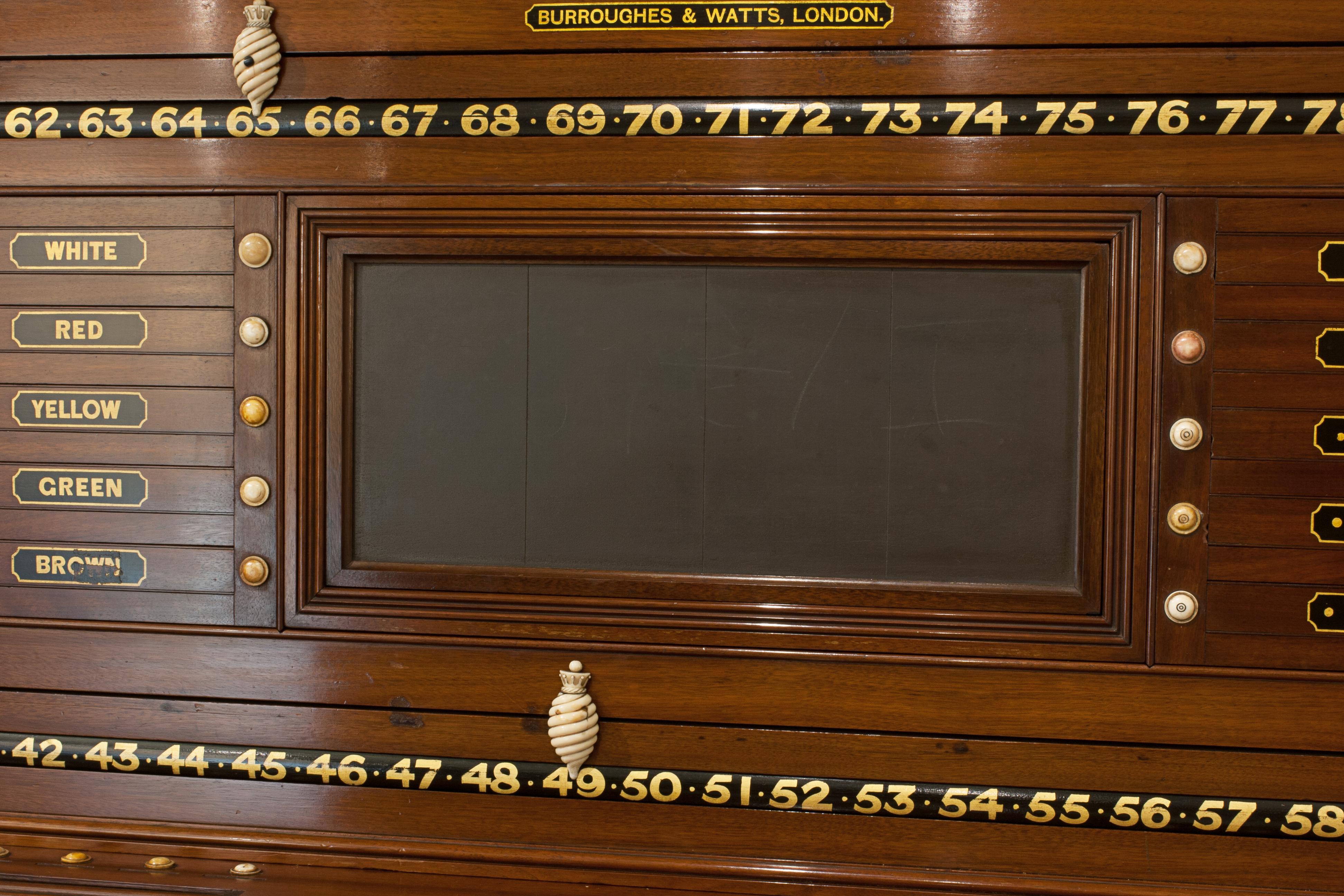 Antique Billiard, Snooker Score Board, Cabinet in Mahogany For Sale 5