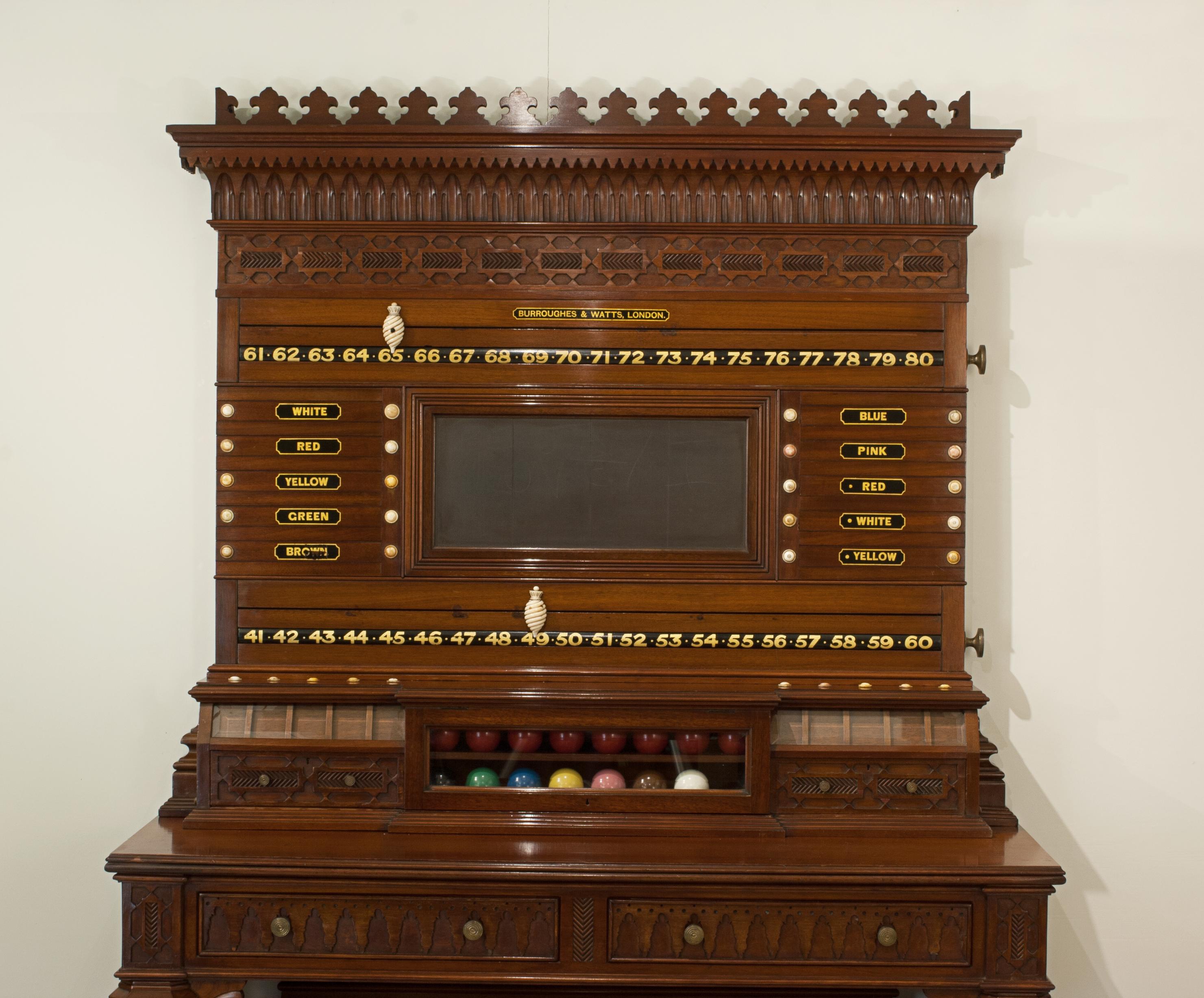 Antique Billiard, Snooker Score Board, Cabinet in Mahogany 1