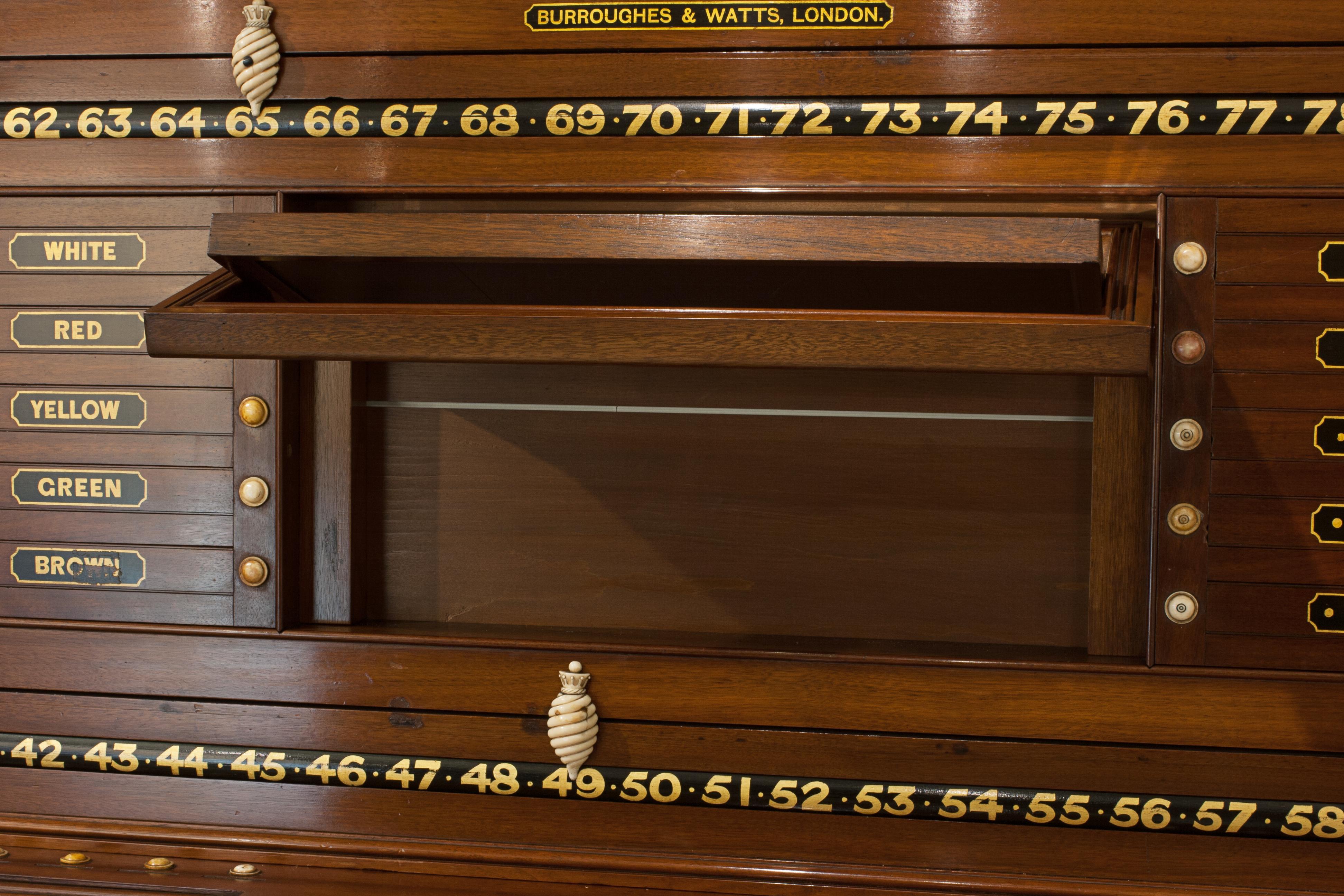 Antique Billiard, Snooker Score Board, Cabinet in Mahogany For Sale 4