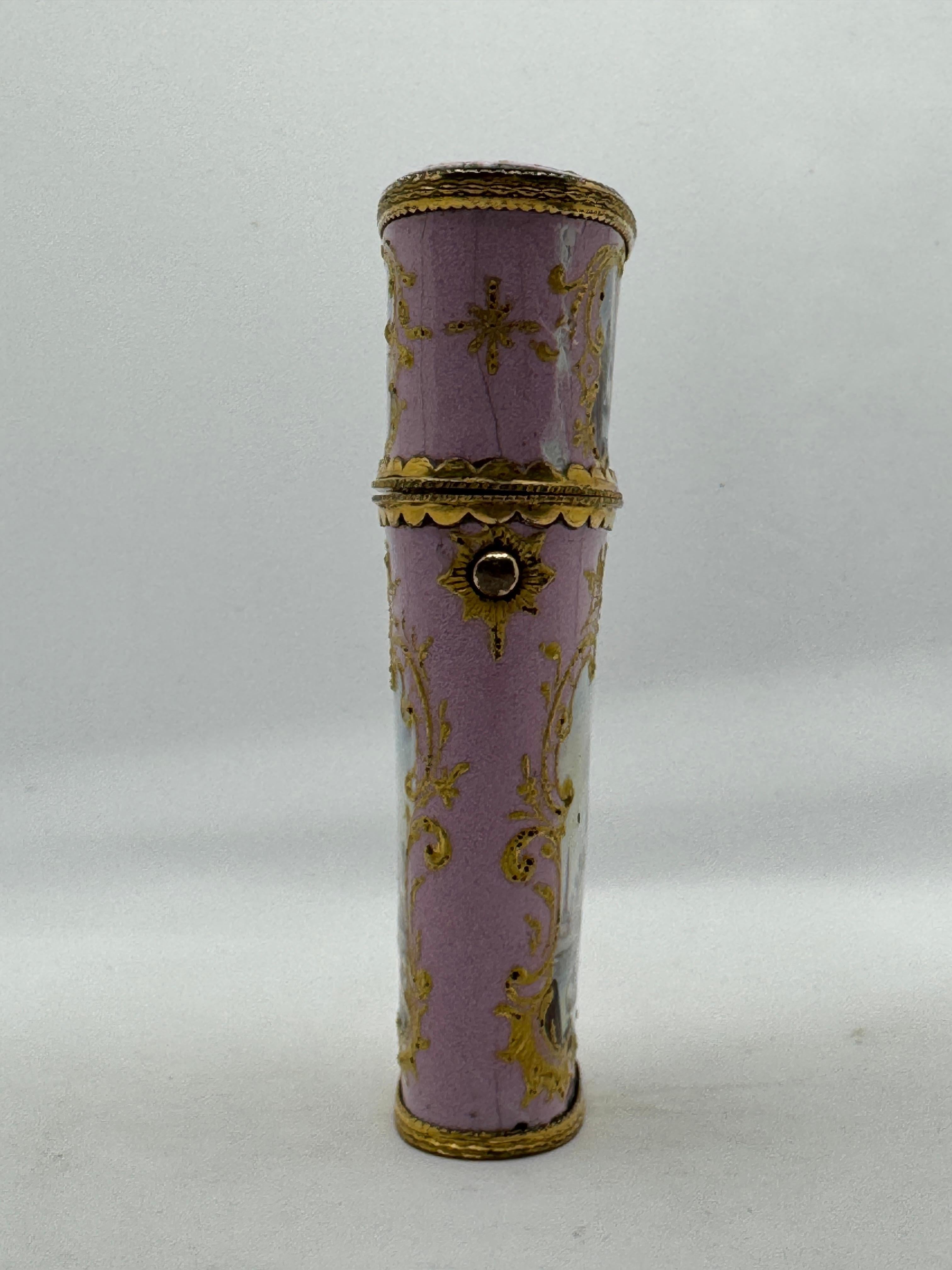 Georgien Boîte à couture / Etui en émail de Bilston, circa 1780 en vente