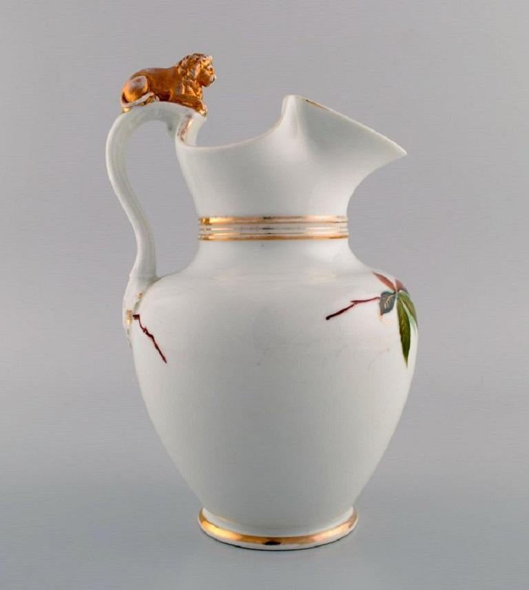 Hand-Painted Antique Bing & Grøndahl Chocolate Jug in Porcelain Modelled with a Lion For Sale