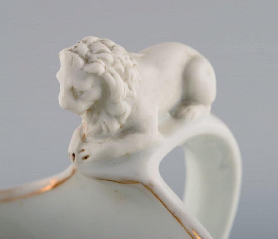 Antique Bing & Grøndahl Chocolate Jug in Porcelain Modelled with a Lion For Sale 1
