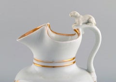 Antique Bing & Grøndahl chocolate jug in porcelain with a lion, 1870s