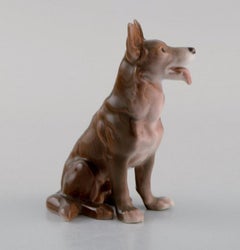 Antique Bing & Grøndahl Porcelain Figurine, Sitting German Shepherd