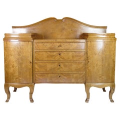 Antique birch sideboard with 4 drawers with original key from around the 1920s
