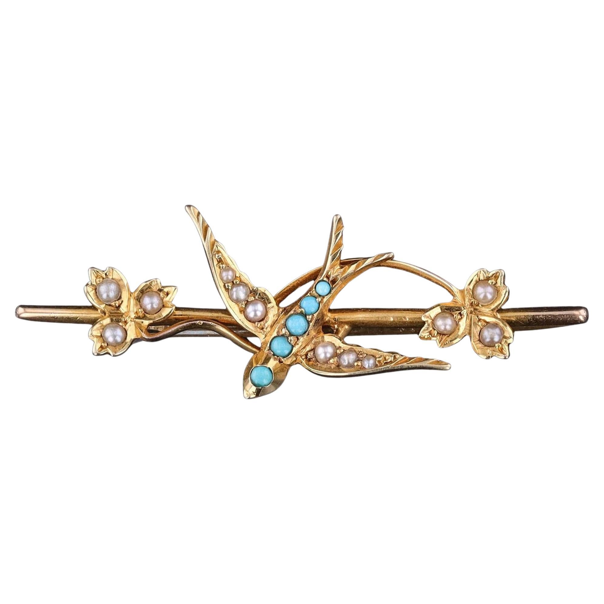 Épingle à barrette ancienne en or 15ct