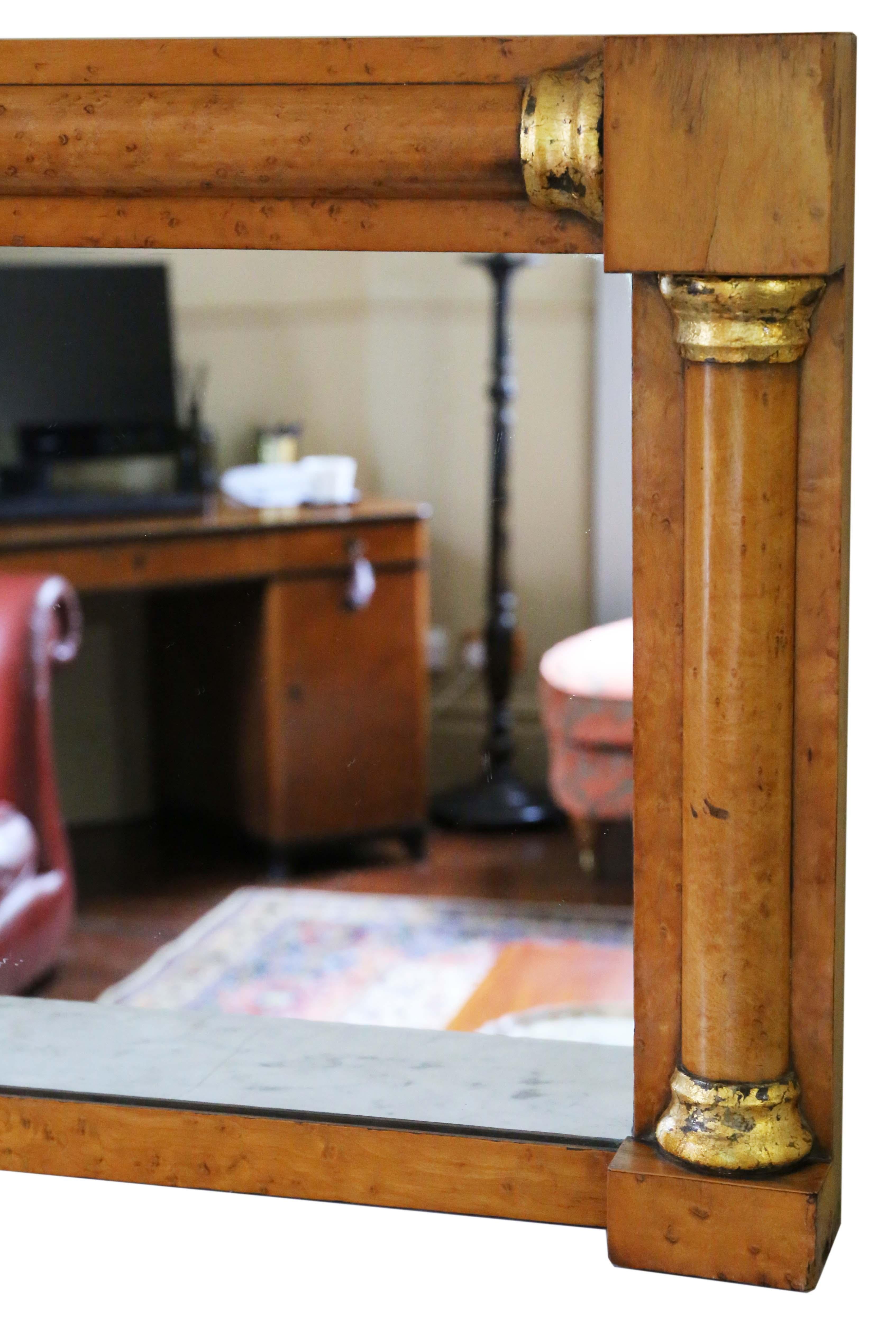 Antique birds eye maple overmantle wall mirror 19th Century fine quality In Good Condition For Sale In Wisbech, Cambridgeshire
