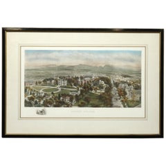 Antique Bird's-Eye View Collegiate Lithograph of Amherst College, circa 1890
