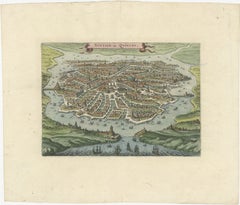 Antique Bird's-Eye View of Hangzhou (China) by Matthäus Merian, 1638