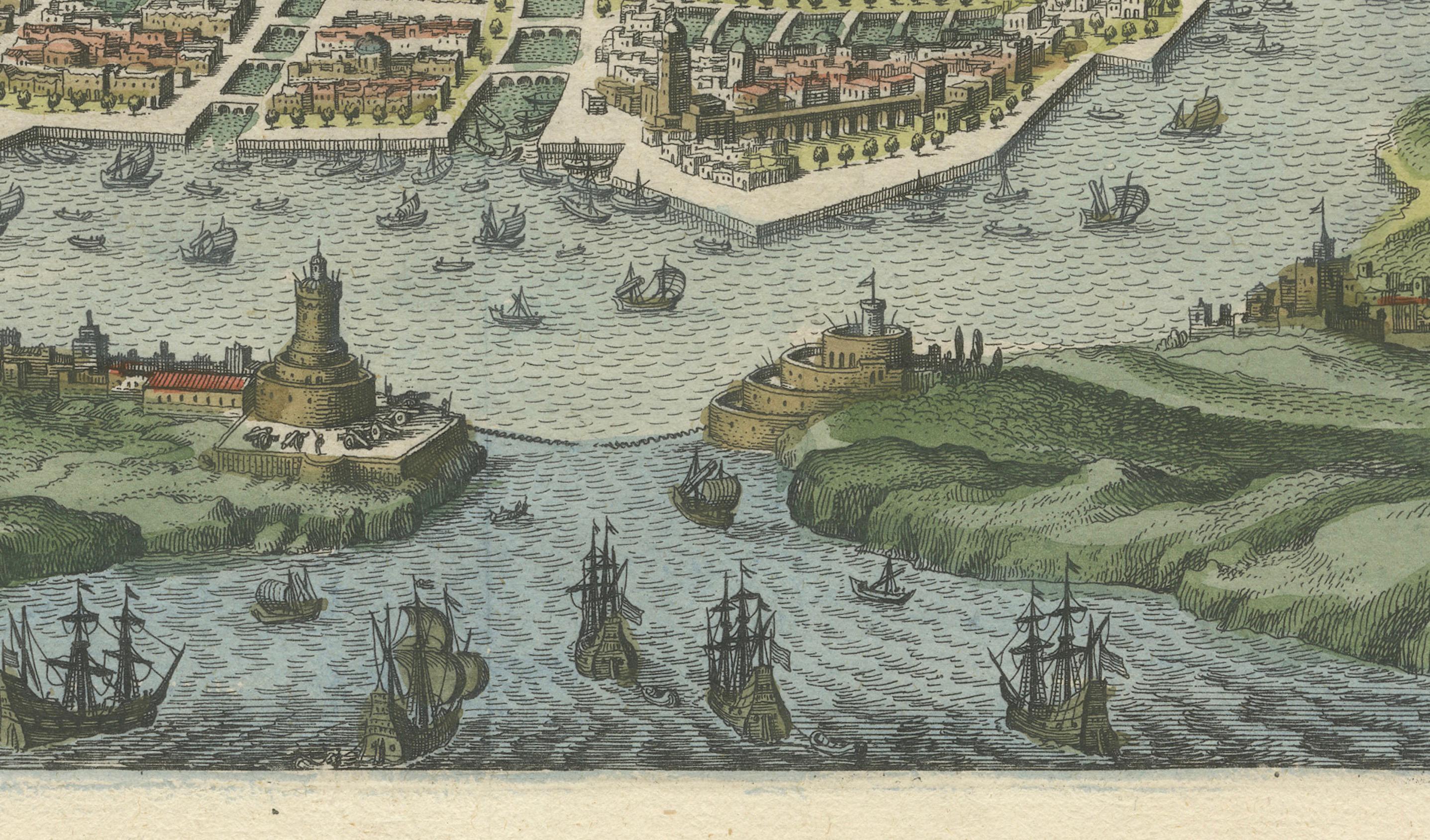 Milieu du XVIIe siècle Antiquité - Vue à vol d'oiseau de Hangzhou (Chine) par Matthäus Merian, 1638 en vente