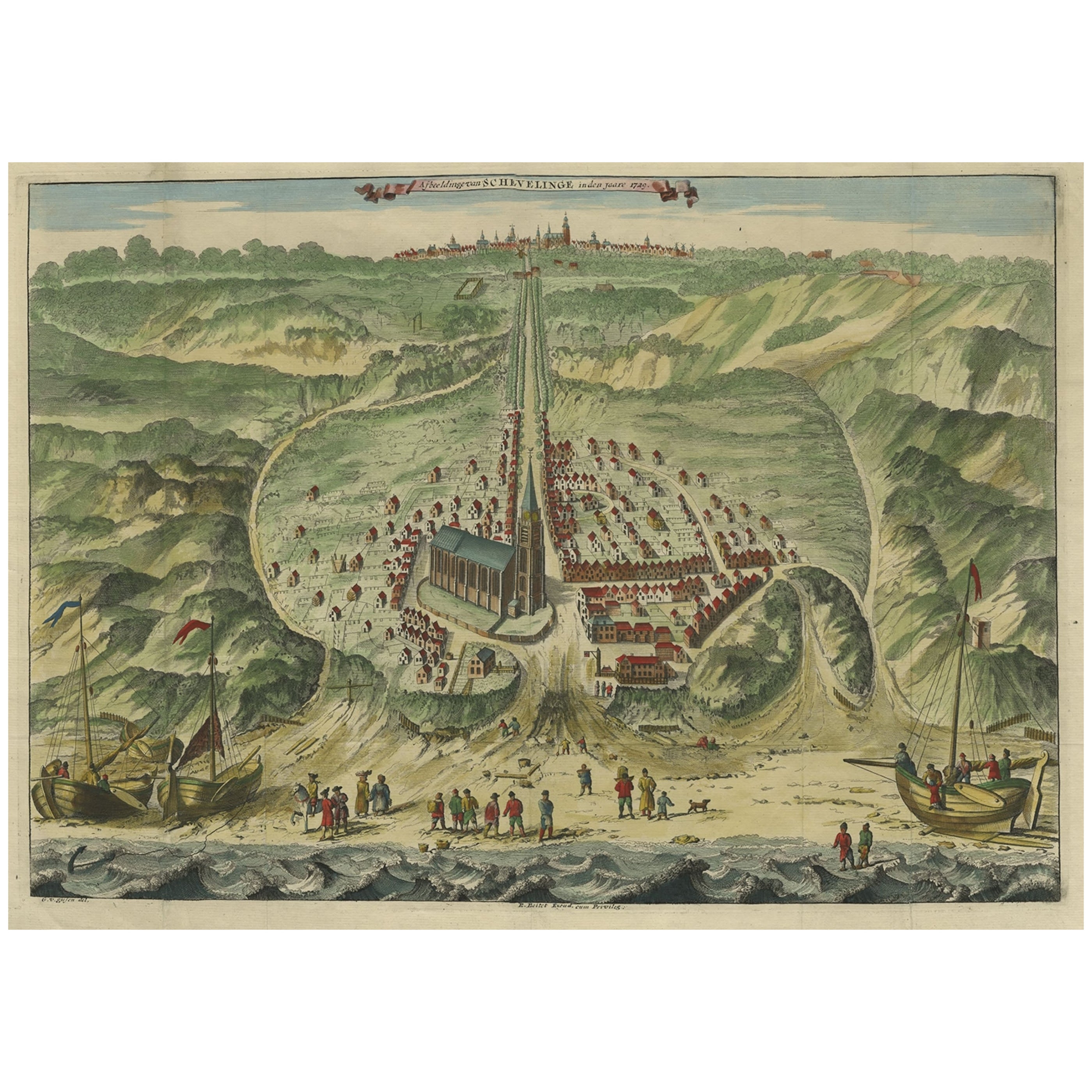View of Scheveningen près de La Haye, aux Pays-Bas, 1730