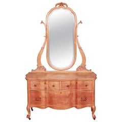 Antique Birdseye Maple Dresser with Mirror, circa 1900