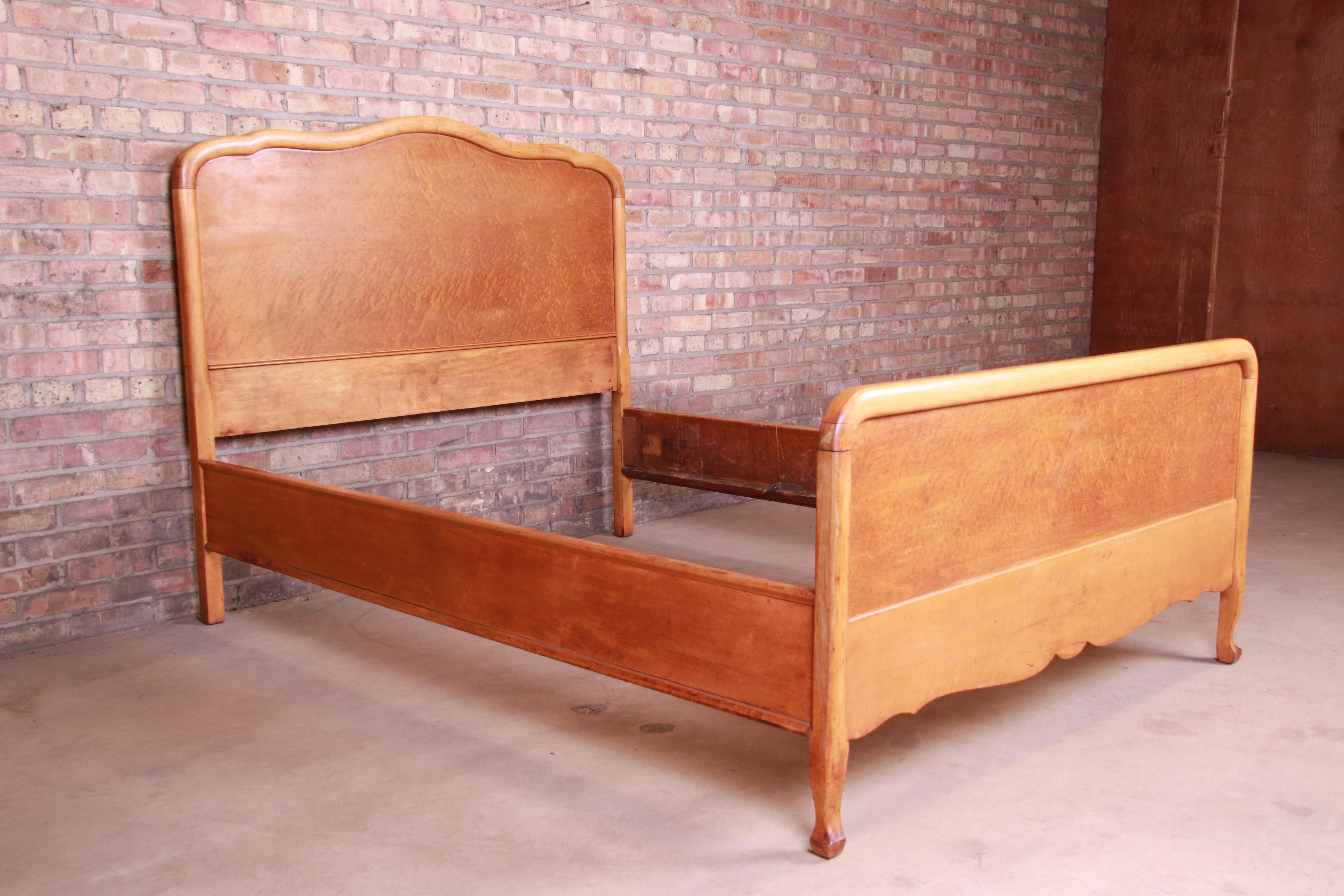 American Colonial Antique Birdseye Maple Full Size Bed, circa 1900