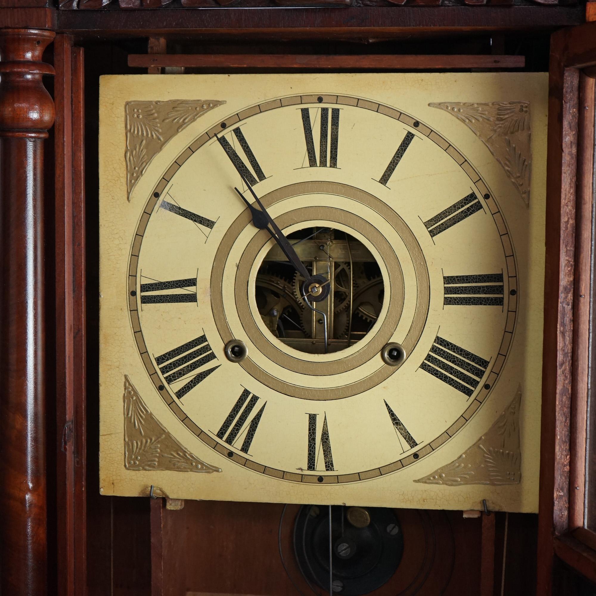 Antique Birge and Mallory Flame Mahogany Open Escapement Mantle Clock c1840 For Sale 5