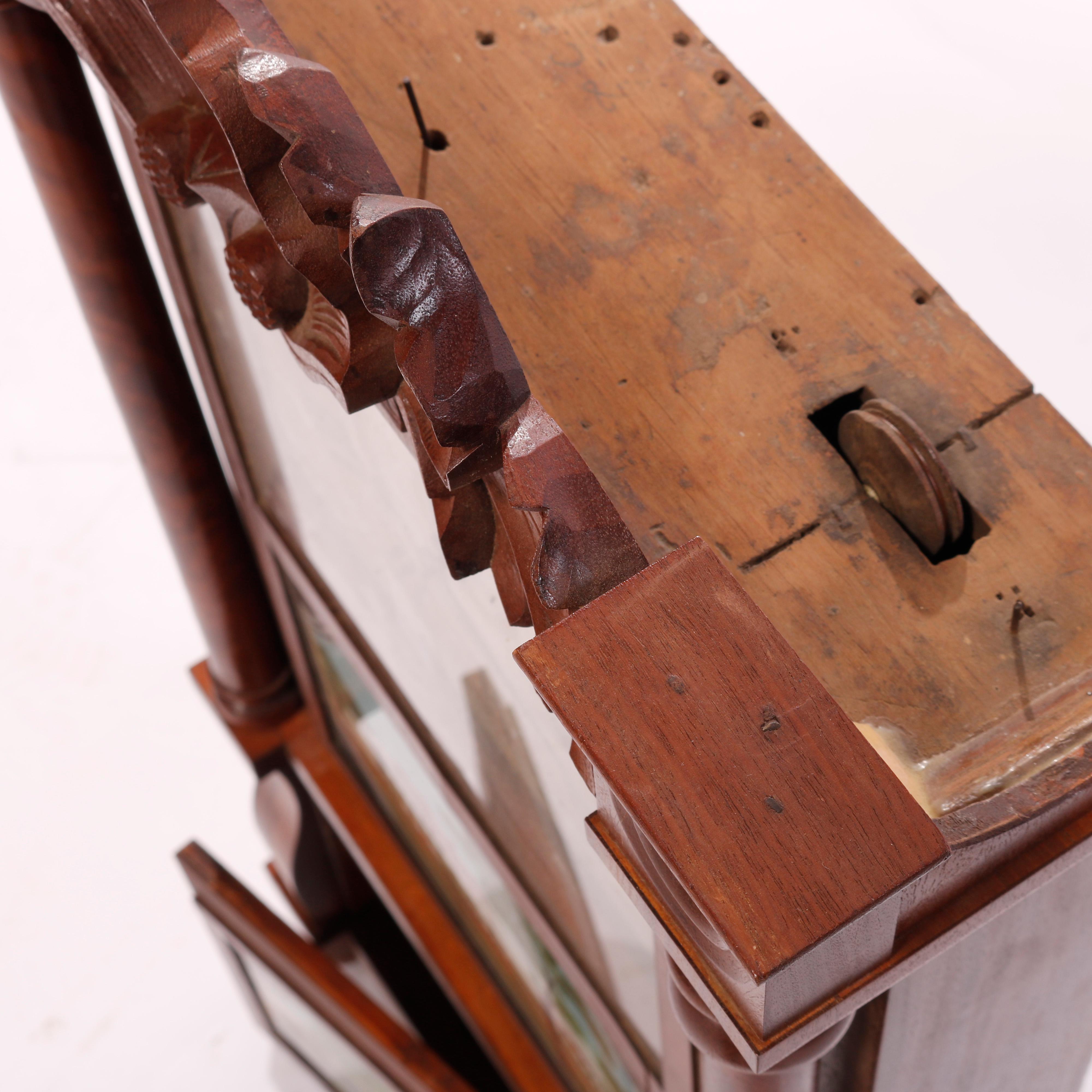Antique Birge, Mallory & Co. Mahogany Reverse Painted Triple Decker Clock, c1840 5