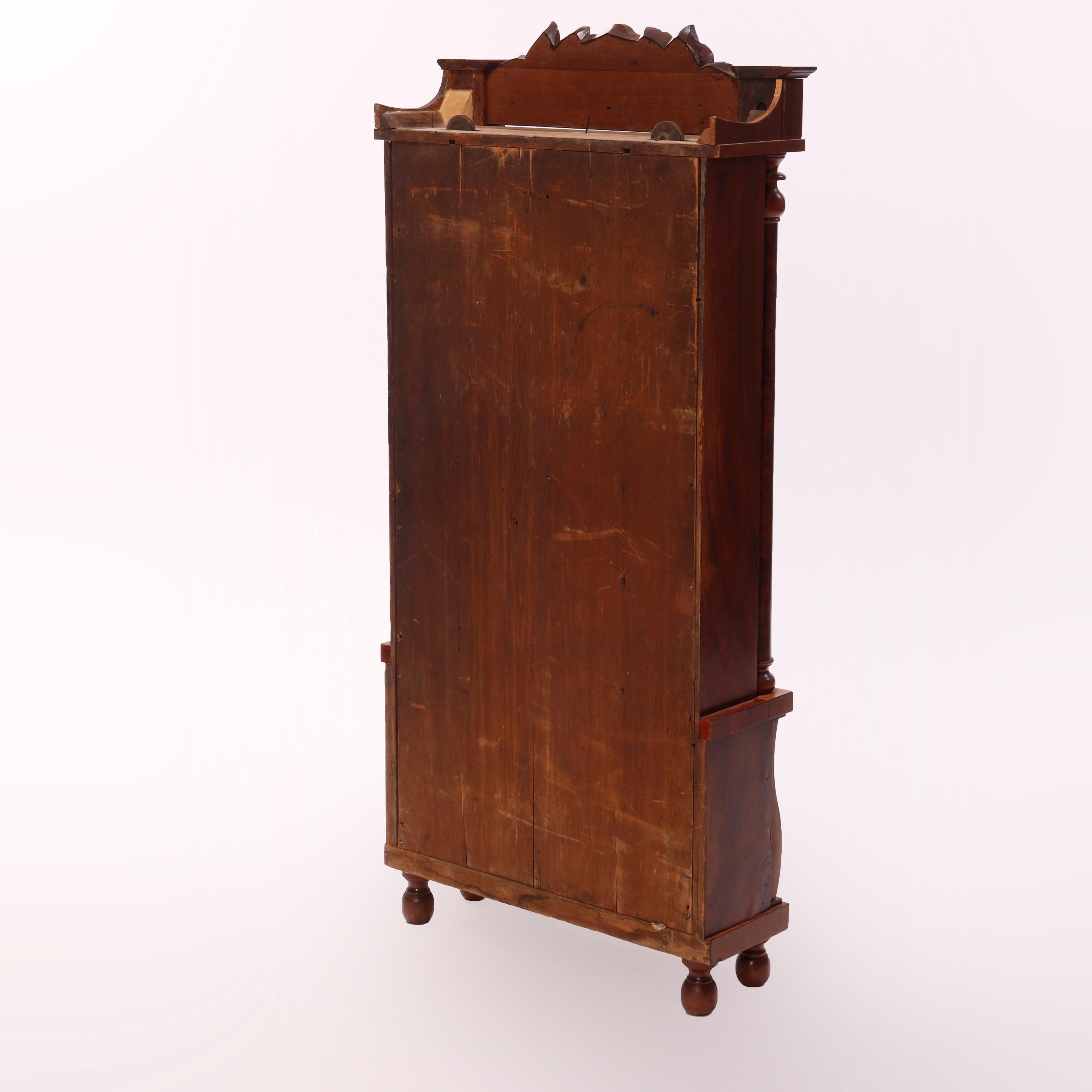 Antique Birge, Mallory & Co. Mahogany Reverse Painted Triple Decker Clock, c1840 9
