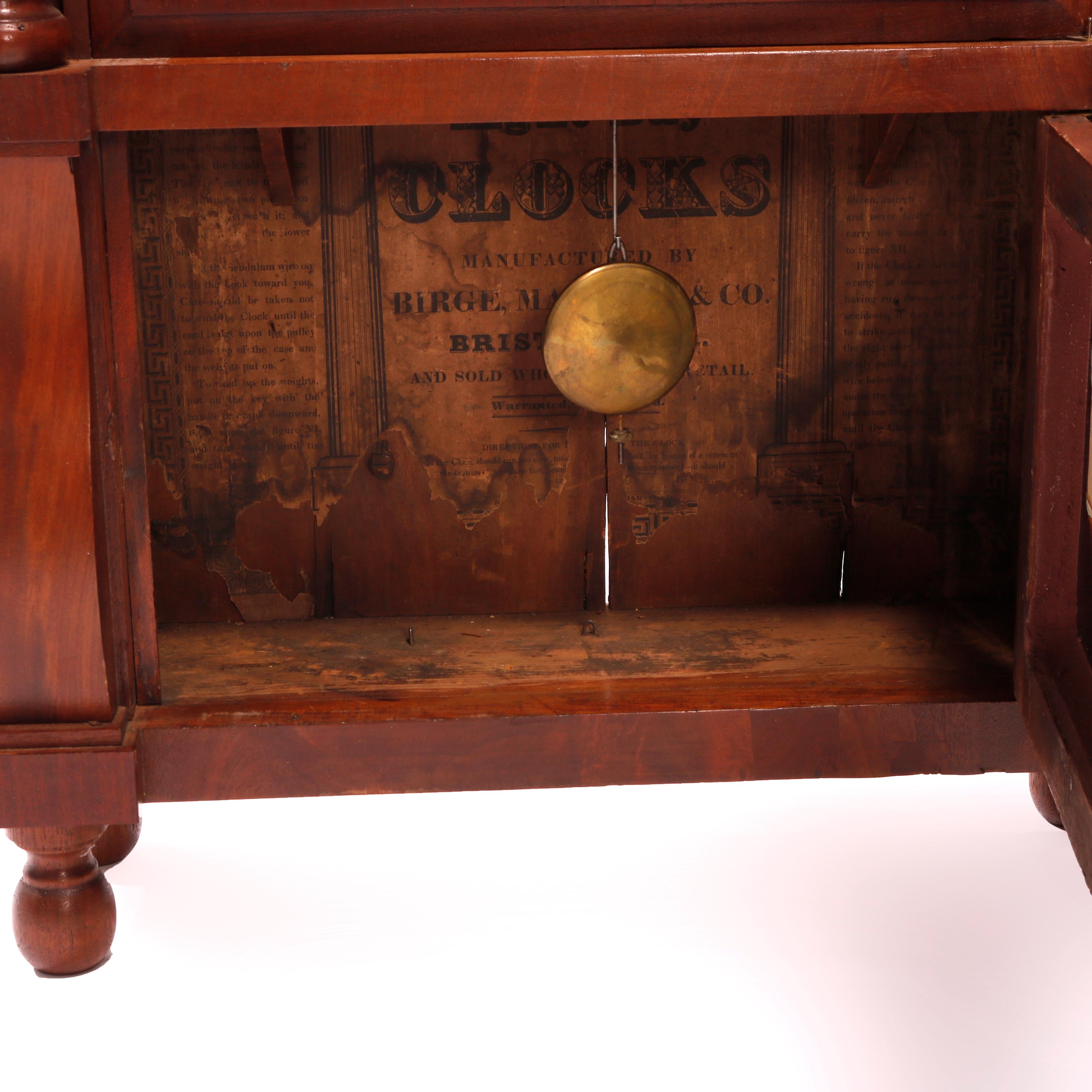 Antique Birge, Mallory & Co. Mahogany Reverse Painted Triple Decker Clock, c1840 4