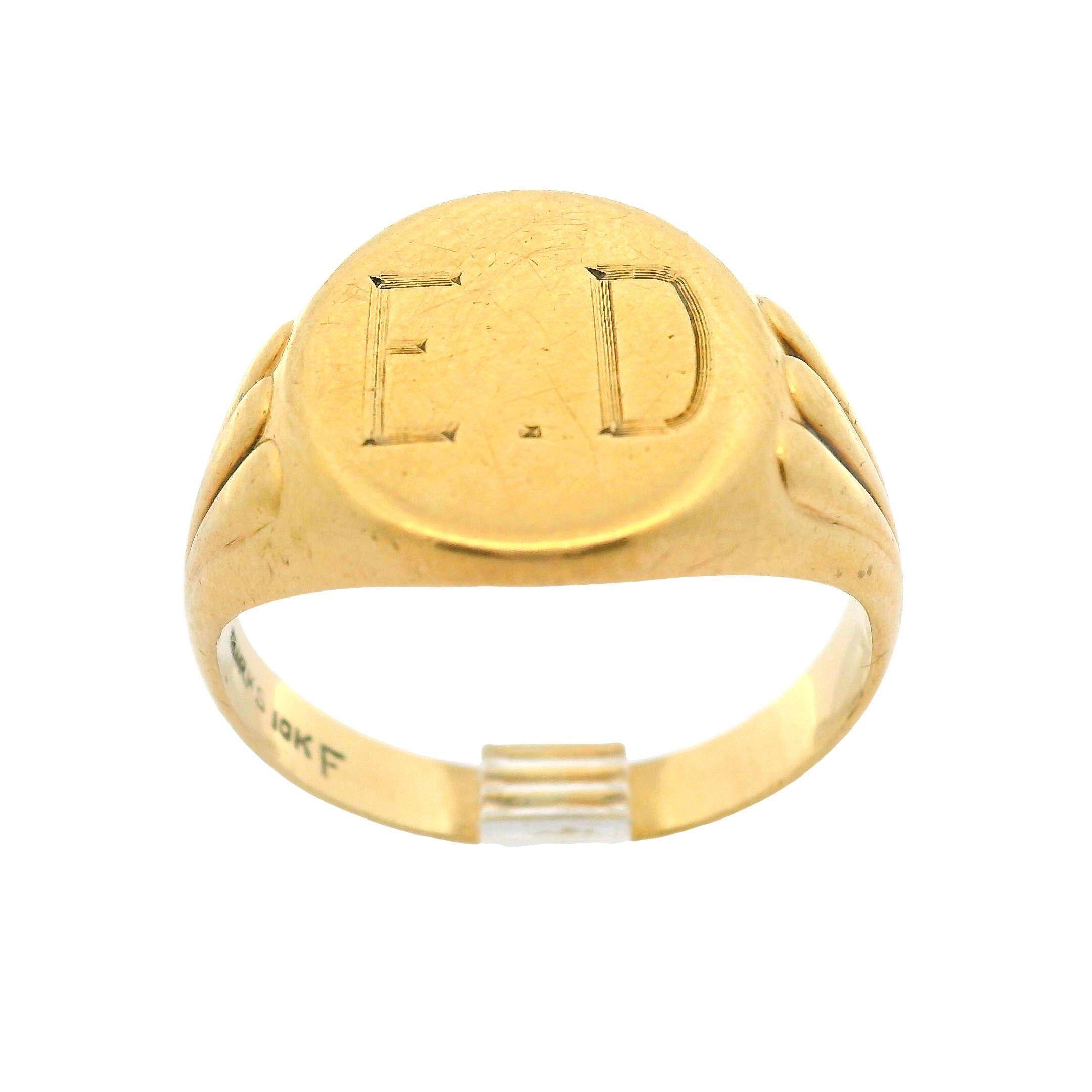 Antique Birks 10k Yellow Gold Engraved 
