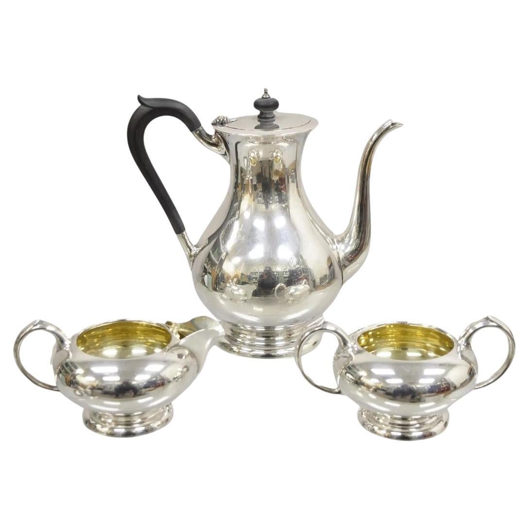 Antique Birks Regency Plate Silver Plated Tea Pot Set - 3 Pc Set