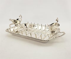 Antique Birks Silver Plated Asparagus Server Set with Rope Accent Decoration